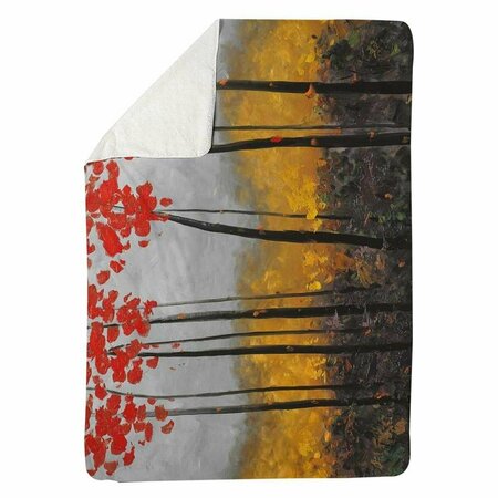 BEGIN HOME DECOR 60 x 80 in. Abstract Autumn Trees-Sherpa Fleece Blanket 5545-6080-LA111